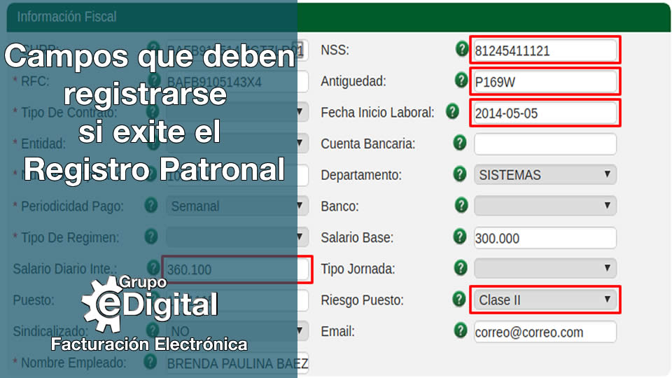 ¿Que hay que registrar si se captura un Registro Patronal